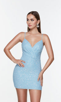 Light Blue Short Dress By Alyce For Homecoming 4553