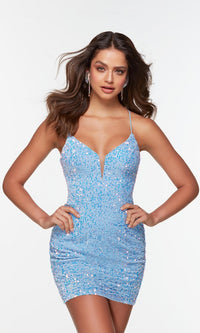 Light Periwinkle Short Dress By Alyce For Homecoming 4597