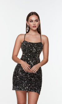 Black/Silver Short Dress By Alyce For Homecoming 4600