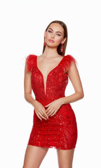 Red Short Dress By Alyce For Homecoming 4614