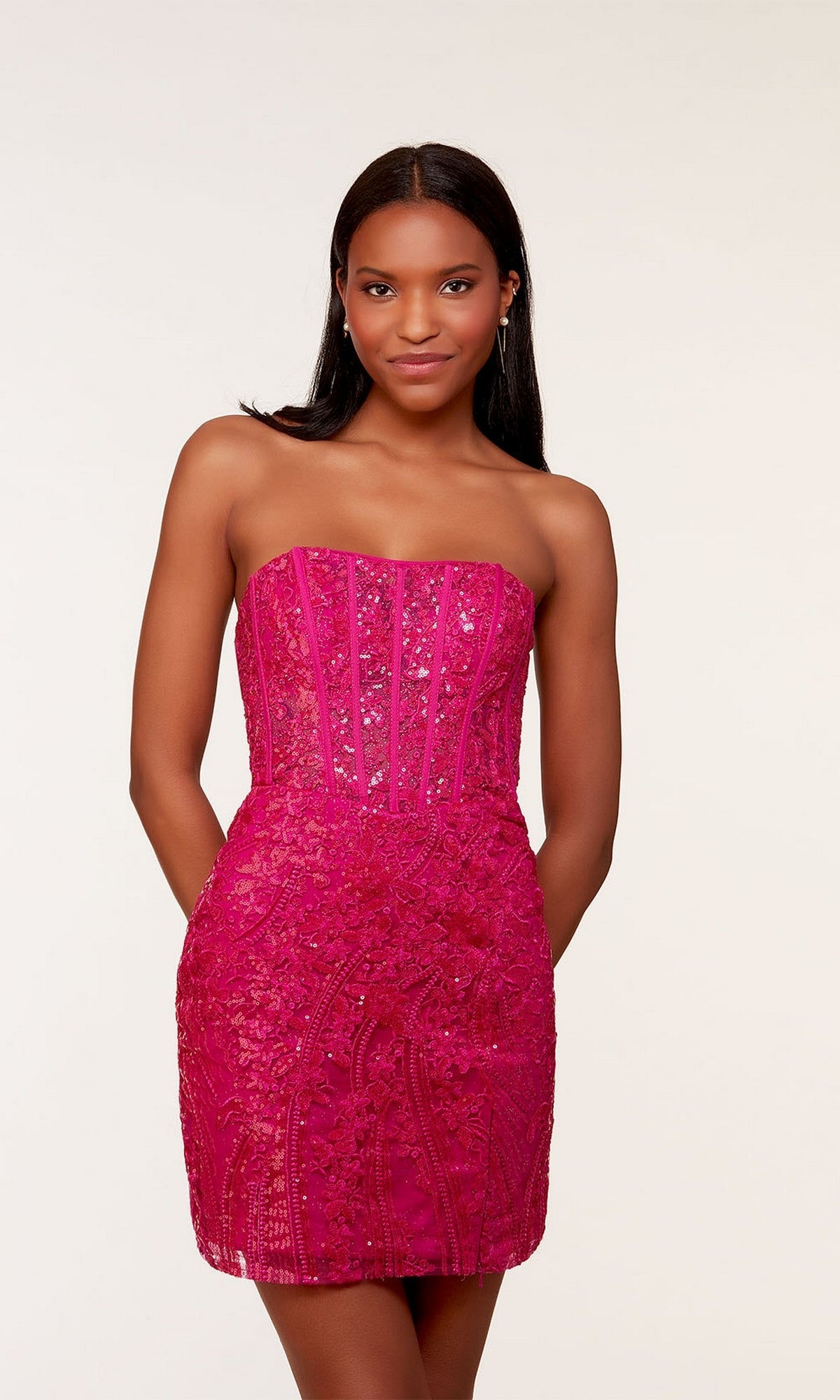 Raspberry Short Dress By Alyce For Homecoming 4616