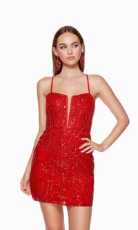 Red Short Dress By Alyce For Homecoming 4617