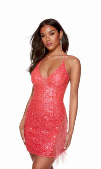 Hyper Pink Short Dress By Alyce For Homecoming 4624