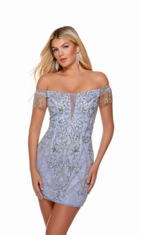 Blue Iris/Silver Short Dress By Alyce For Homecoming 4638