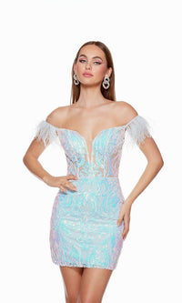 Magic Opal/Light Blue Short Dress By Alyce For Homecoming 4651