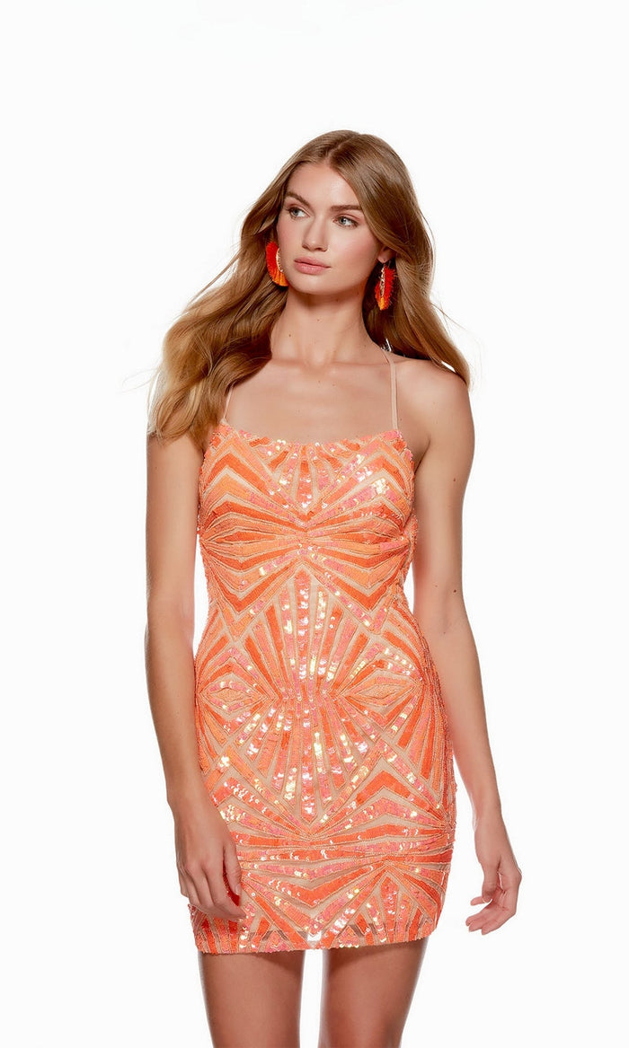 Orange Short Dress By Alyce For Homecoming 4658