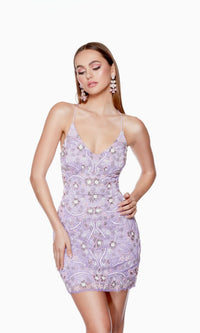 Lilac/Multi Short Dress By Alyce For Homecoming 4666