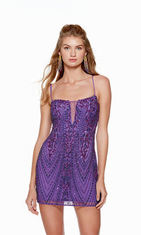 Purple Short Dress By Alyce For Homecoming 4671