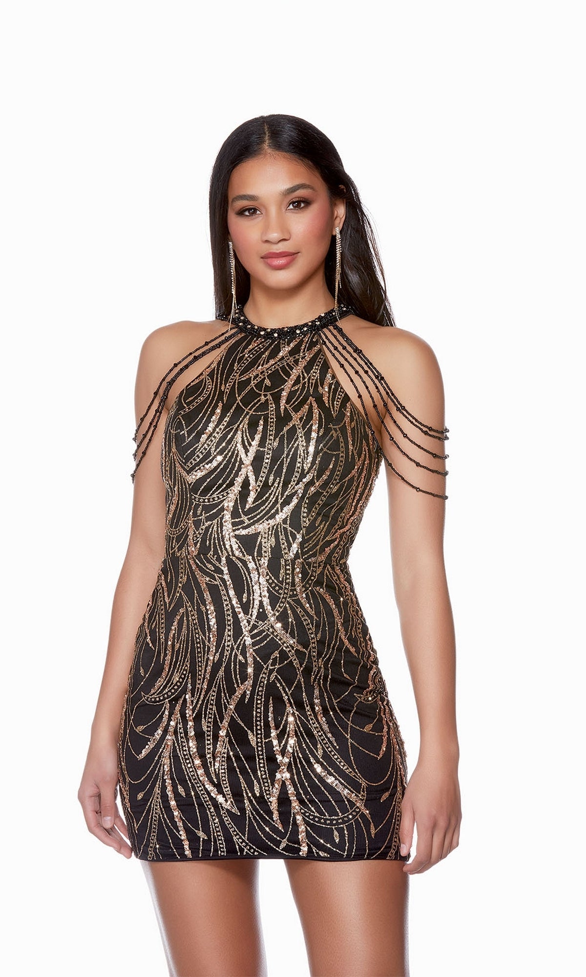  Beaded Glitter-Tulle Short Homecoming Dress 4682