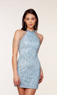  Beaded Glitter-Tulle Short Homecoming Dress 4682