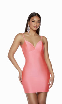 Hyper Pink Short Dress By Alyce For Homecoming 4695
