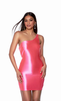 Shocking Pink Short Dress By Alyce For Homecoming 4705