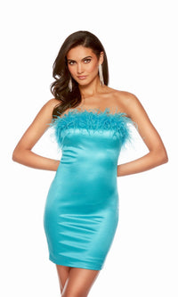 Lagoon Blue Short Dress By Alyce For Homecoming 4723