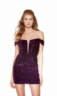 Purple Short Dress By Alyce For Homecoming 4775