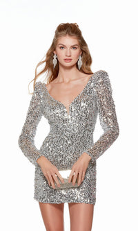 Silver Short Dress By Alyce For Homecoming 4789