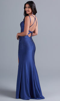  Open-Back Beaded Long Designer Formal Dress