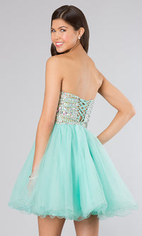  Beaded Strapless Sweetheart Short Formal Dress