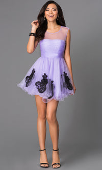  Short Homecoming Dress With Illusion Top