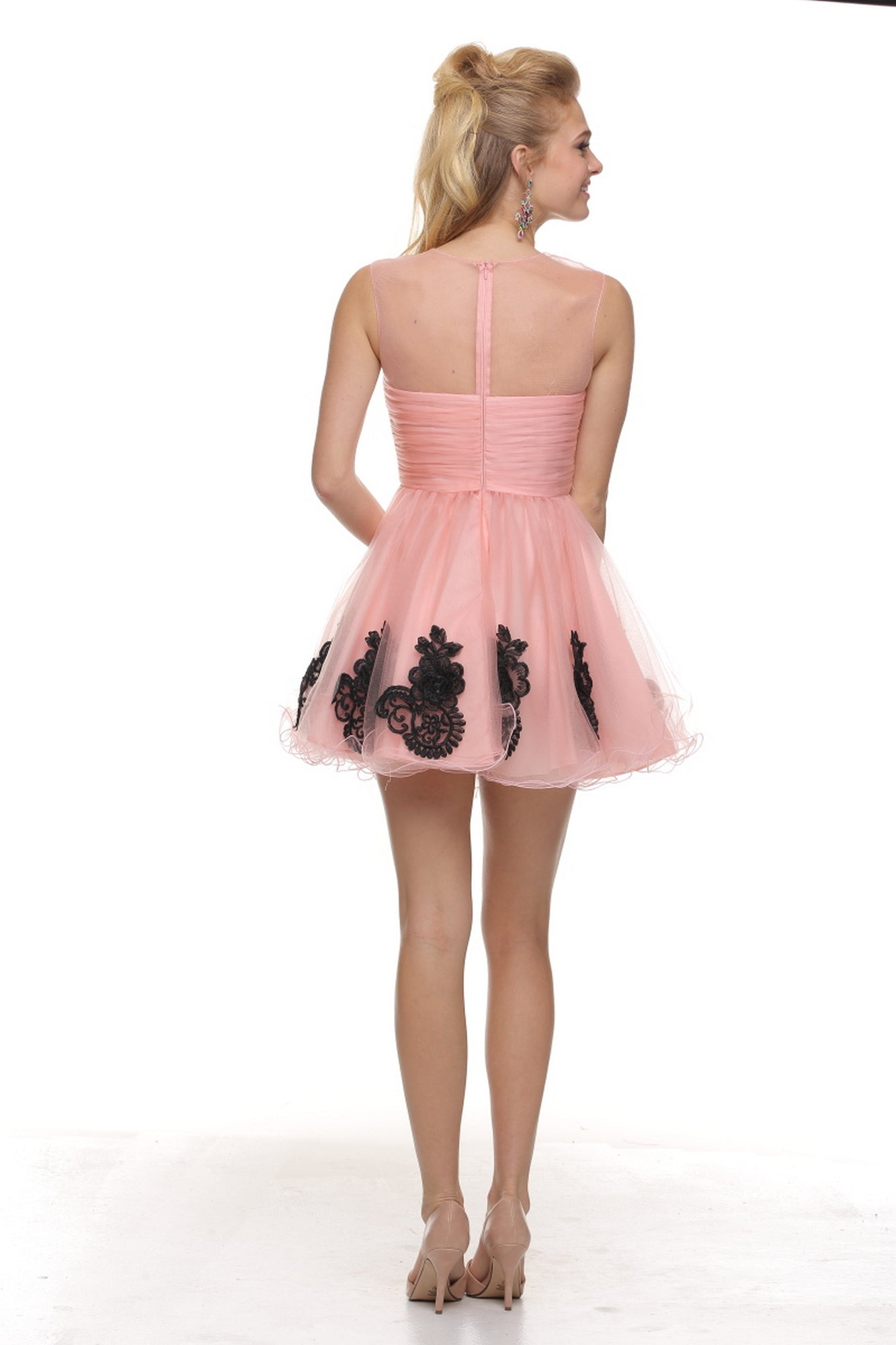  Short Homecoming Dress With Illusion Top