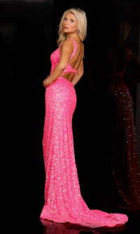  Square-Neck Long Sequin Formal Dress 657