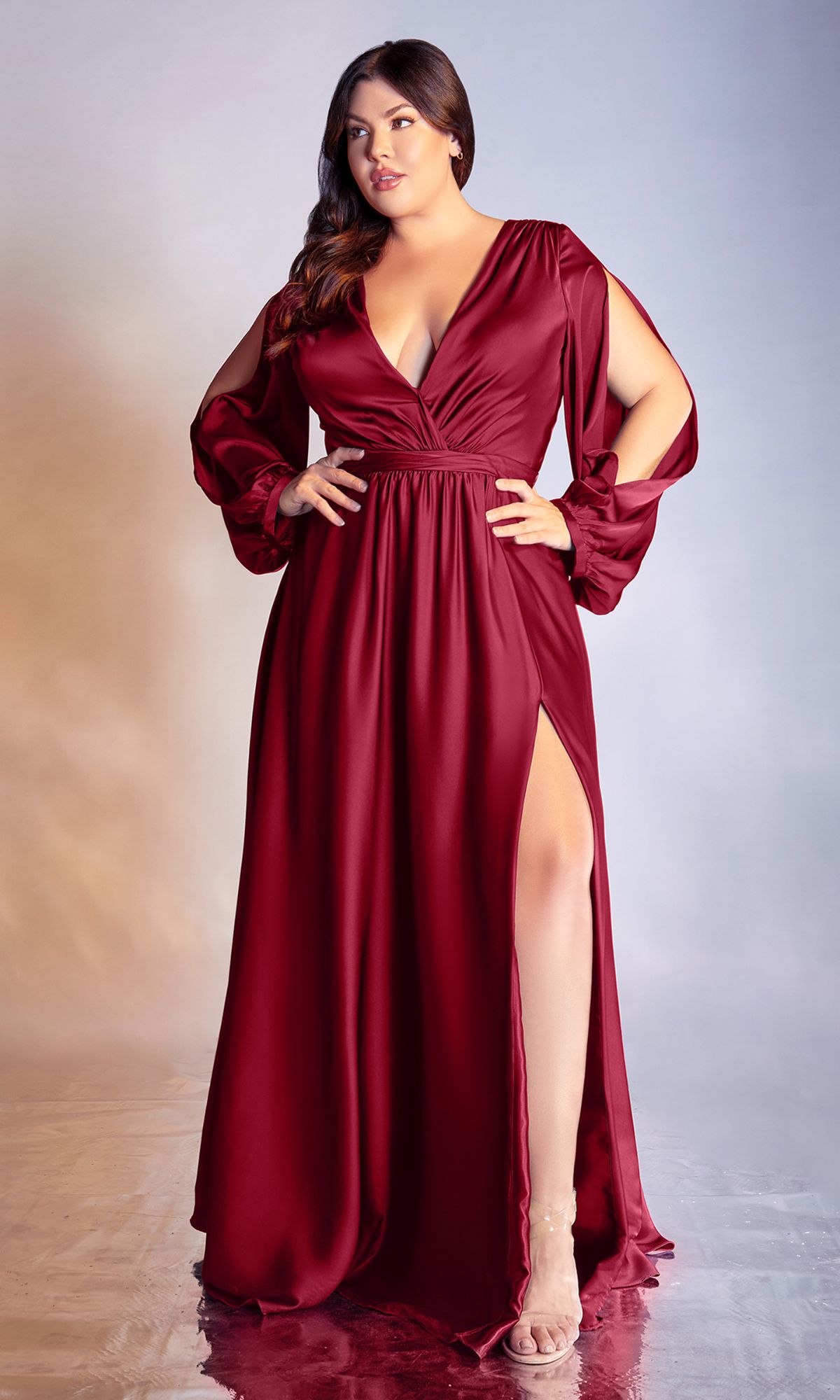 Burgundy Formal Long Dress 7475C By Ladivine