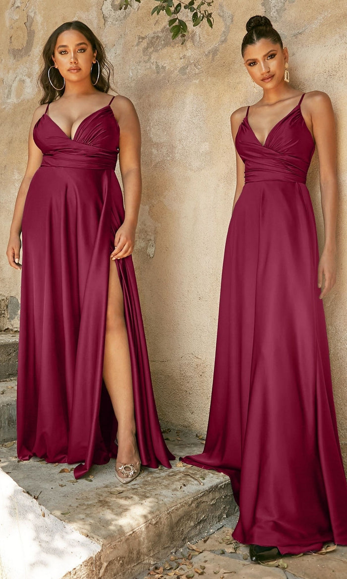 Burgundy Formal Long Dress 7485C By Ladivine