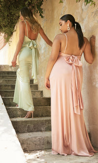 Dusty Rose Ladivine Long Formal Dress 7487