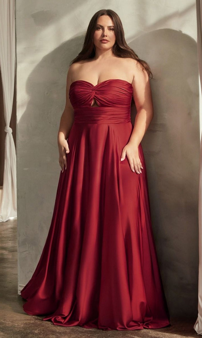 Burgundy Formal Long Plus-Size Dress 7496C By Ladivine