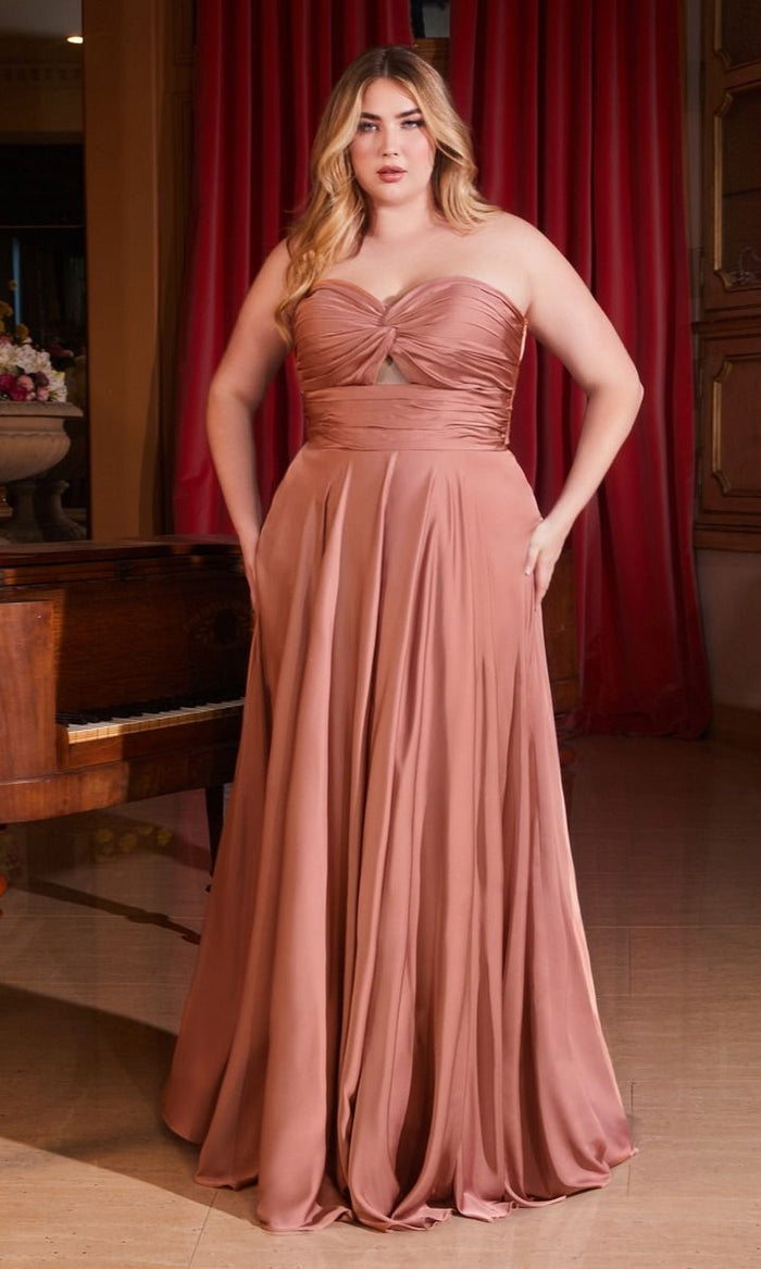 Rose Gold Formal Long Plus-Size Dress 7496C By Ladivine