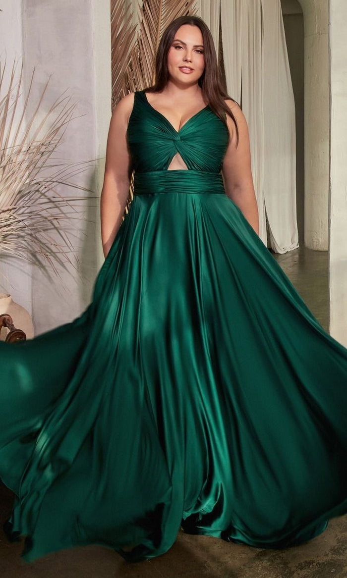 Hunter Green Formal Long Plus-Size Dress 7497C By Ladivine