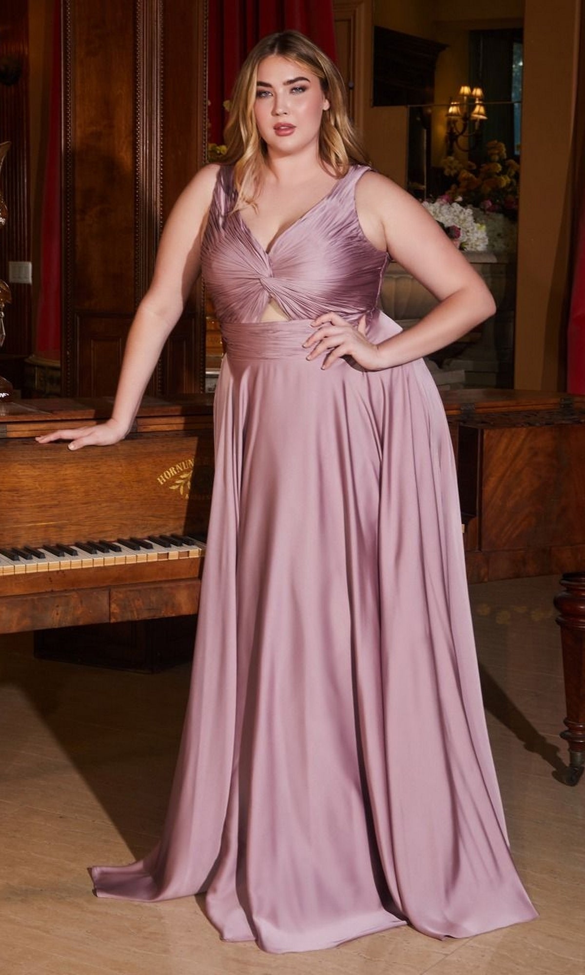 Dark Mauve Formal Long Plus-Size Dress 7497C By Ladivine