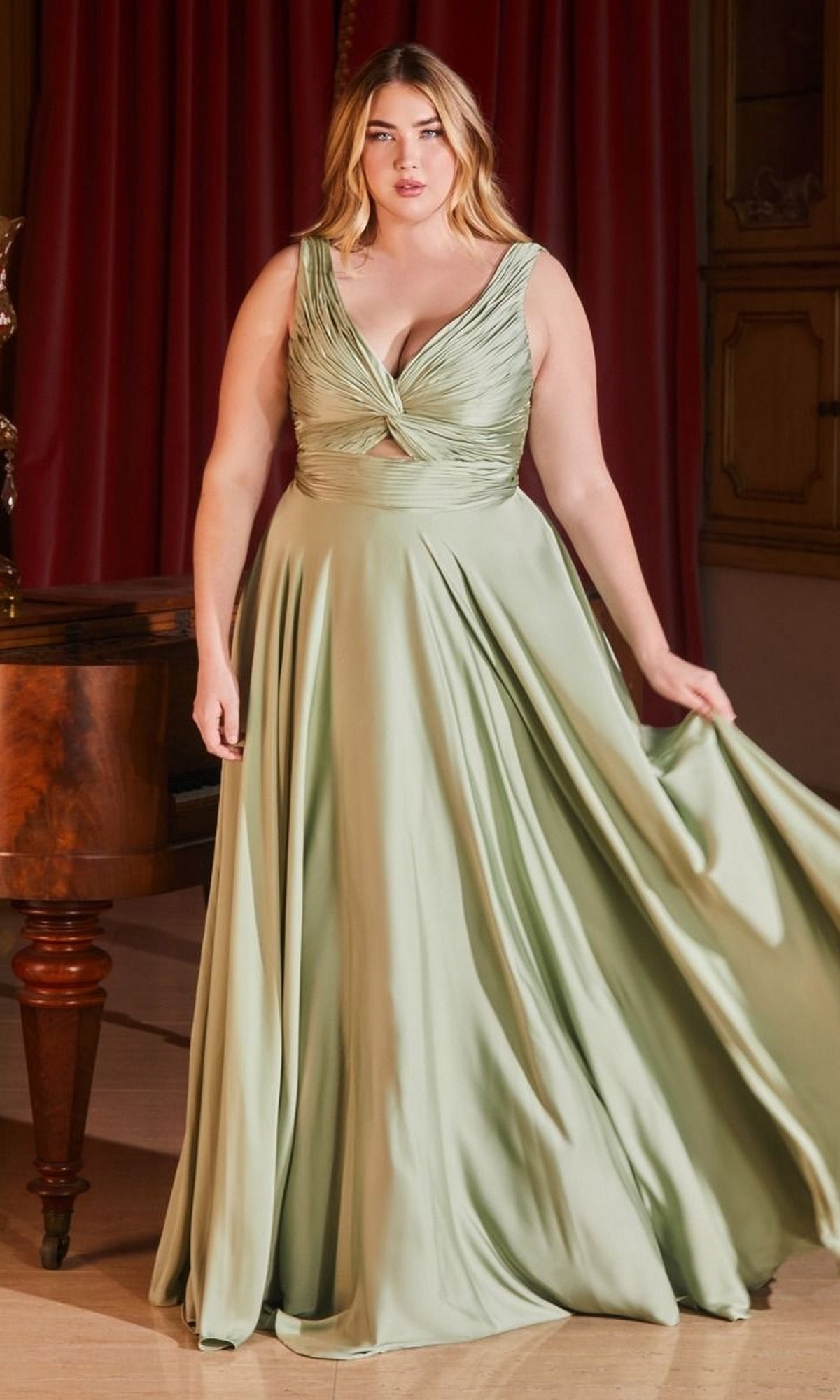 Sage Formal Long Plus-Size Dress 7497C By Ladivine