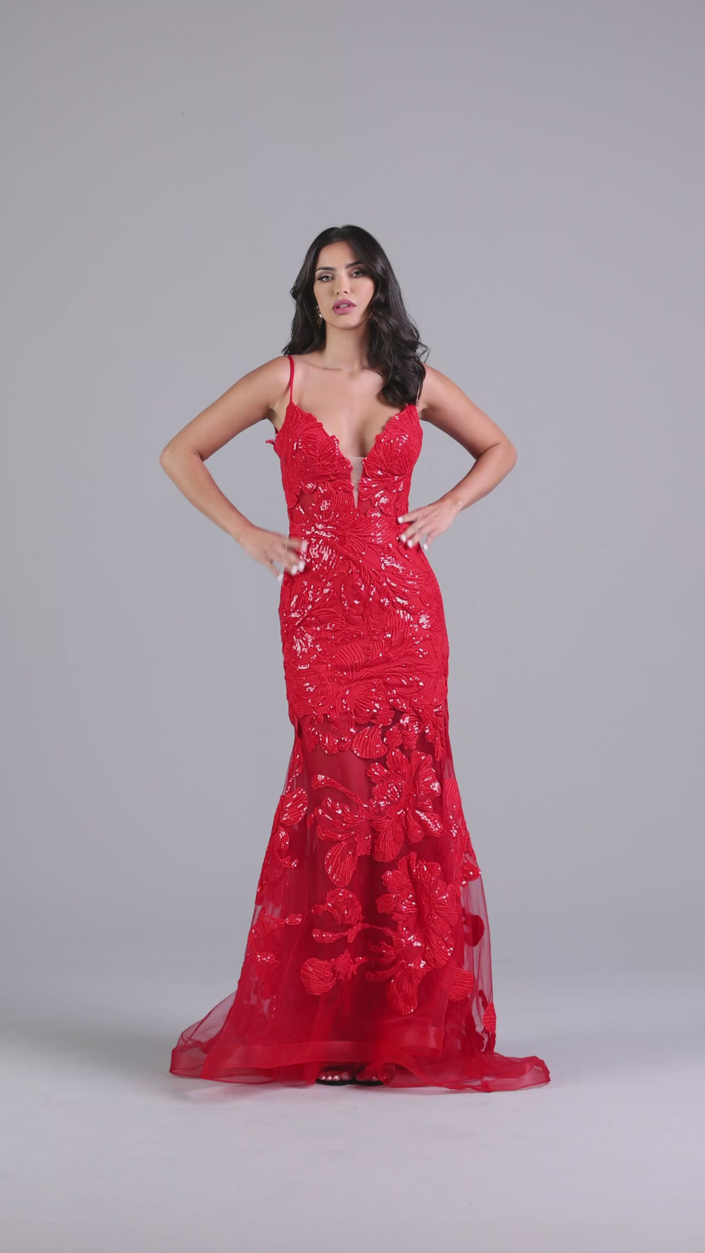 Long Red Lace Mermaid Prom Dress with Open Back