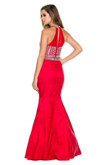  Beaded Mermaid Prom Dress With High Neck