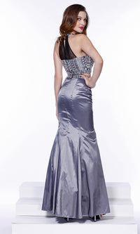  Beaded Mermaid Prom Dress With High Neck