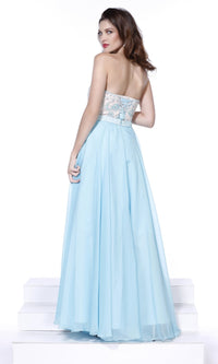  Lace-Up Strapless Sweetheart Long Prom Gown