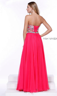  Strapless Long Prom Dress With Beaded Bodice