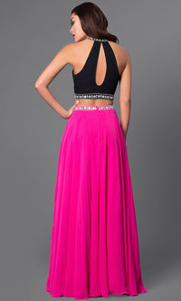  Long Two-Piece Formal Gown with Jewel Accents