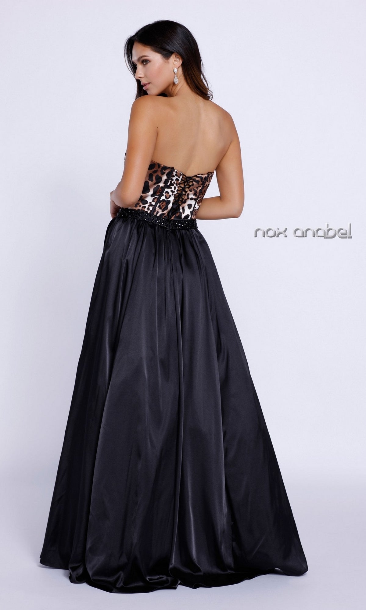  Long Ball Gown With Leopard Print Bodice