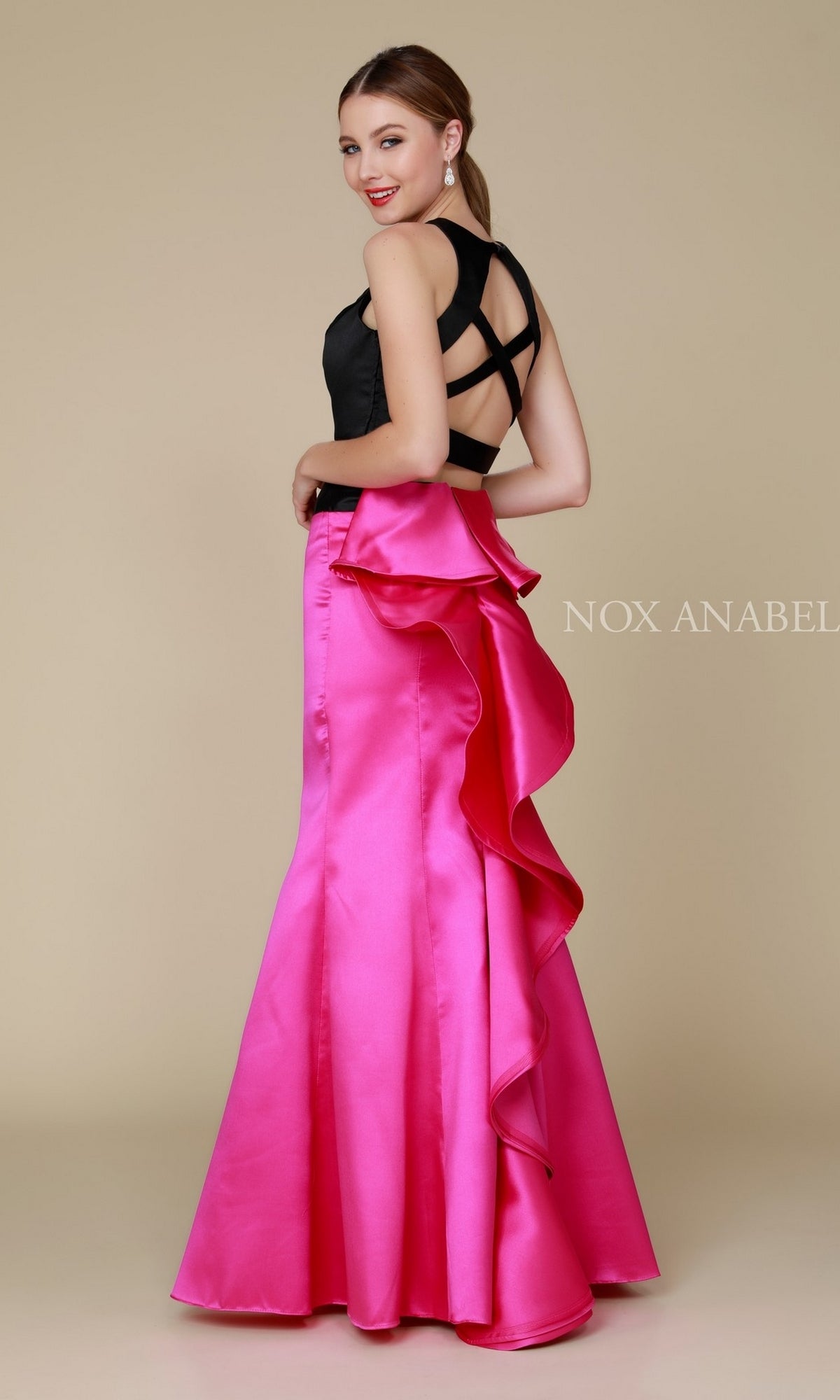  Open Back Two Piece Prom Dress