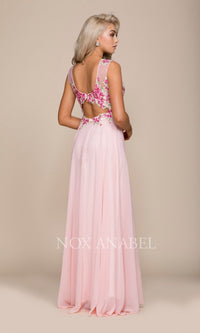 Embroidered Bodice Pink Prom Dress