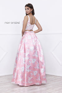  Two Piece Ball Gown With Floral Skirt