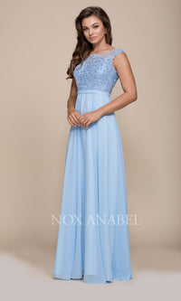 Ice Blue Chiffon Long Prom Dress With Belt