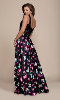  Butterfly Print Two Piece Prom Dress