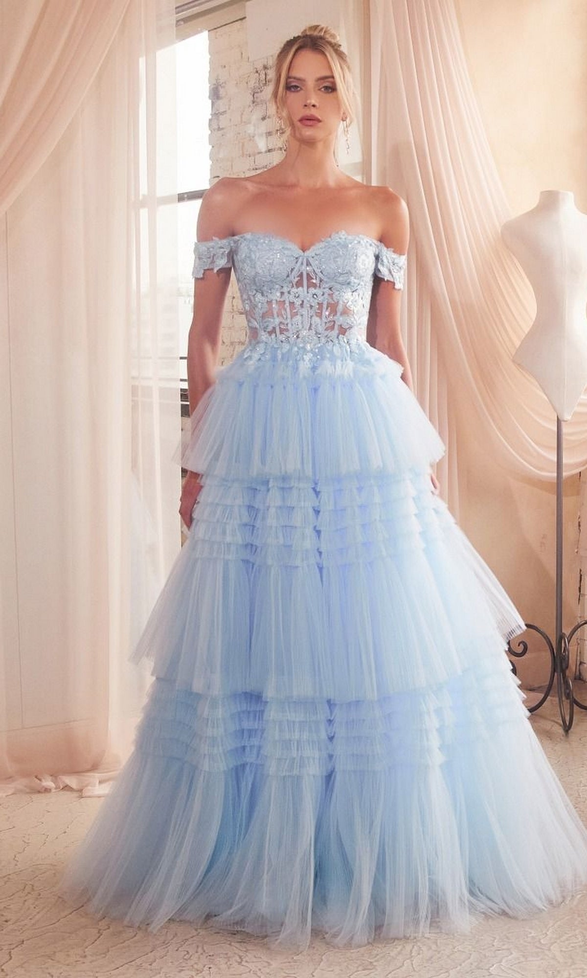 Light Blue Formal Long Dress 9315 By Ladivine