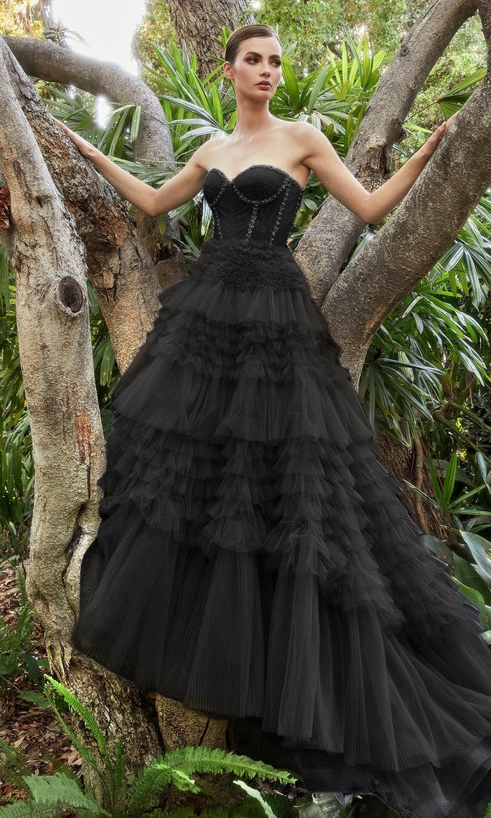 Black Andrea & Leo Long Formal Dress A1017