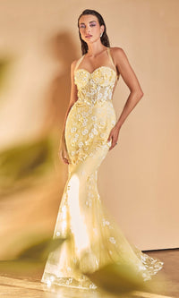 Yellow Andrea & Leo Long Formal Dress A1115