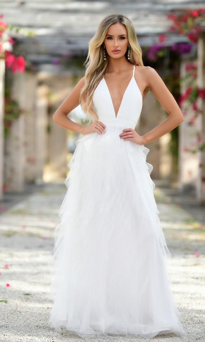 White Formal Long Dress Alances By Velvi