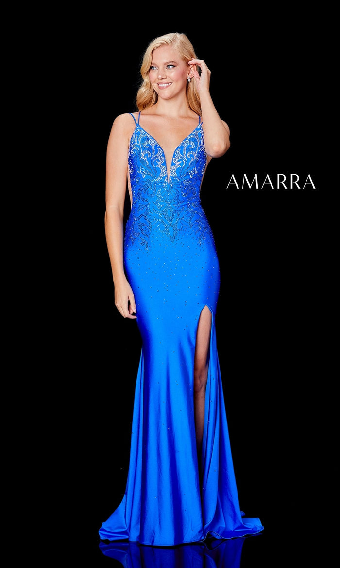 Royal Blue/Multi Amarra Long Formal Dress 20019