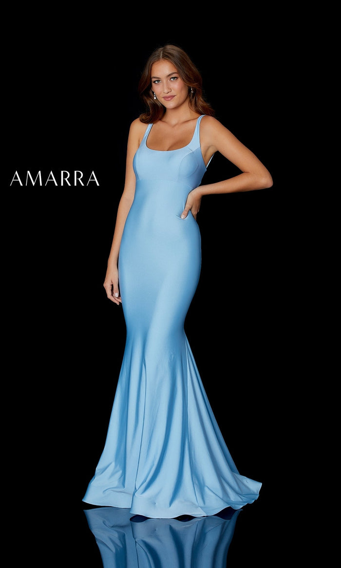 Light Blue Amarra Long Formal Dress 87243